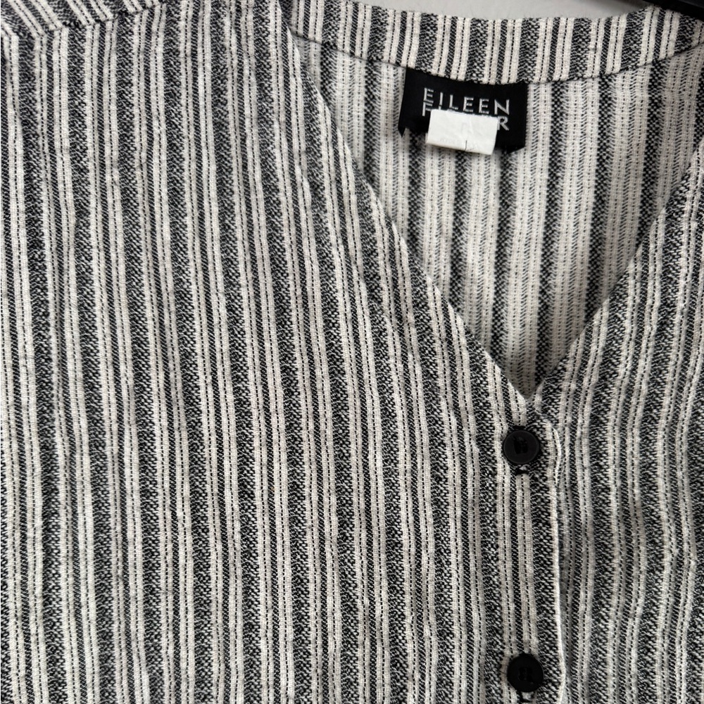 Eileen Fisher Linen Striped Button Vest Size L Minimalist Boho Chic Lagenlook - Picture 6 of 10